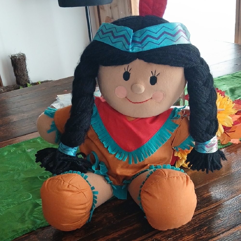 Gibson Plush Doll with Black Hair and Orange Outfit